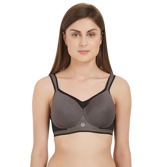 SOIE Women Full Coverage Polyamide Spandex High Impact Padded Non Wired Sports Bra